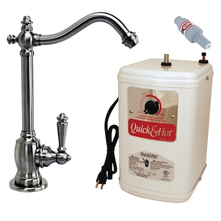 Westbrass Victorian 9" 1-Handle Hot Water Dispenser Faucet with Quick Heating Tank, Satin Nickel D204HFP-07